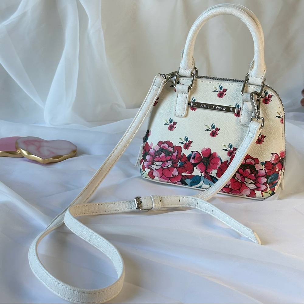 Betsey Johnson White and Pink Floral Mini Bag